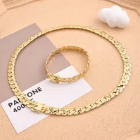 Gold Chunky Curb Chain Necklace & Bracelet Set – Image 1