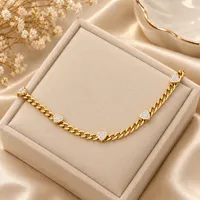 Gold Beaded Triple Heart Charm Necklace – Image 2