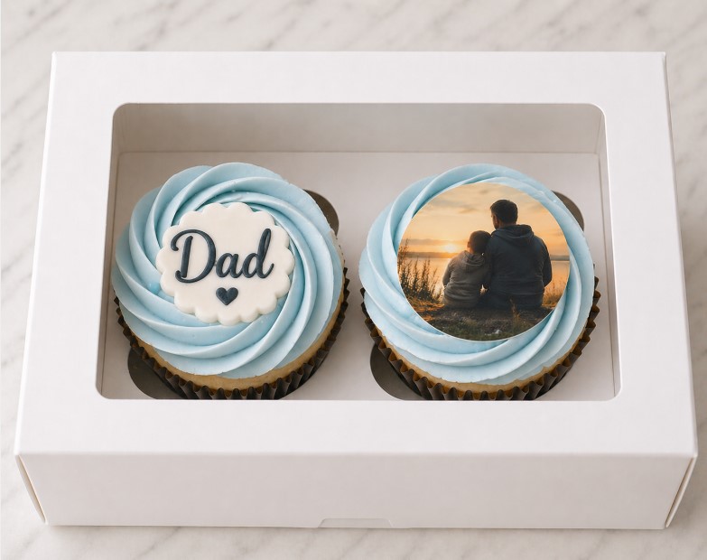 Personalised Father's Day Cupcakes - choose a Box size of 2 or 4 – Image 1