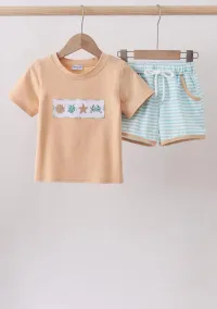 Mint Marine Creature Embroidery Stripe Set  – Image 1