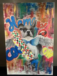 Origineel handgeschilderd schilderij – Pop Art Hond – Image 1