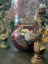 Barok vaas Bordeaux & Goud – 25 cm – Image 2