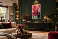 Abstract schilderij – Burgundy & Emerald | 75 × 55 cm – Image 3