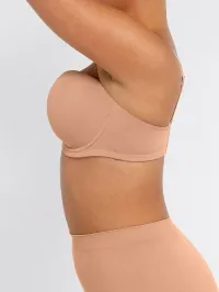 Strapless Non-Slip Underwire 1/2 Cup Bra.  – Creme, 32B/C 
