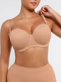 Strapless Non-Slip Underwire 1/2 Cup Bra.  – Creme, 40E/F 