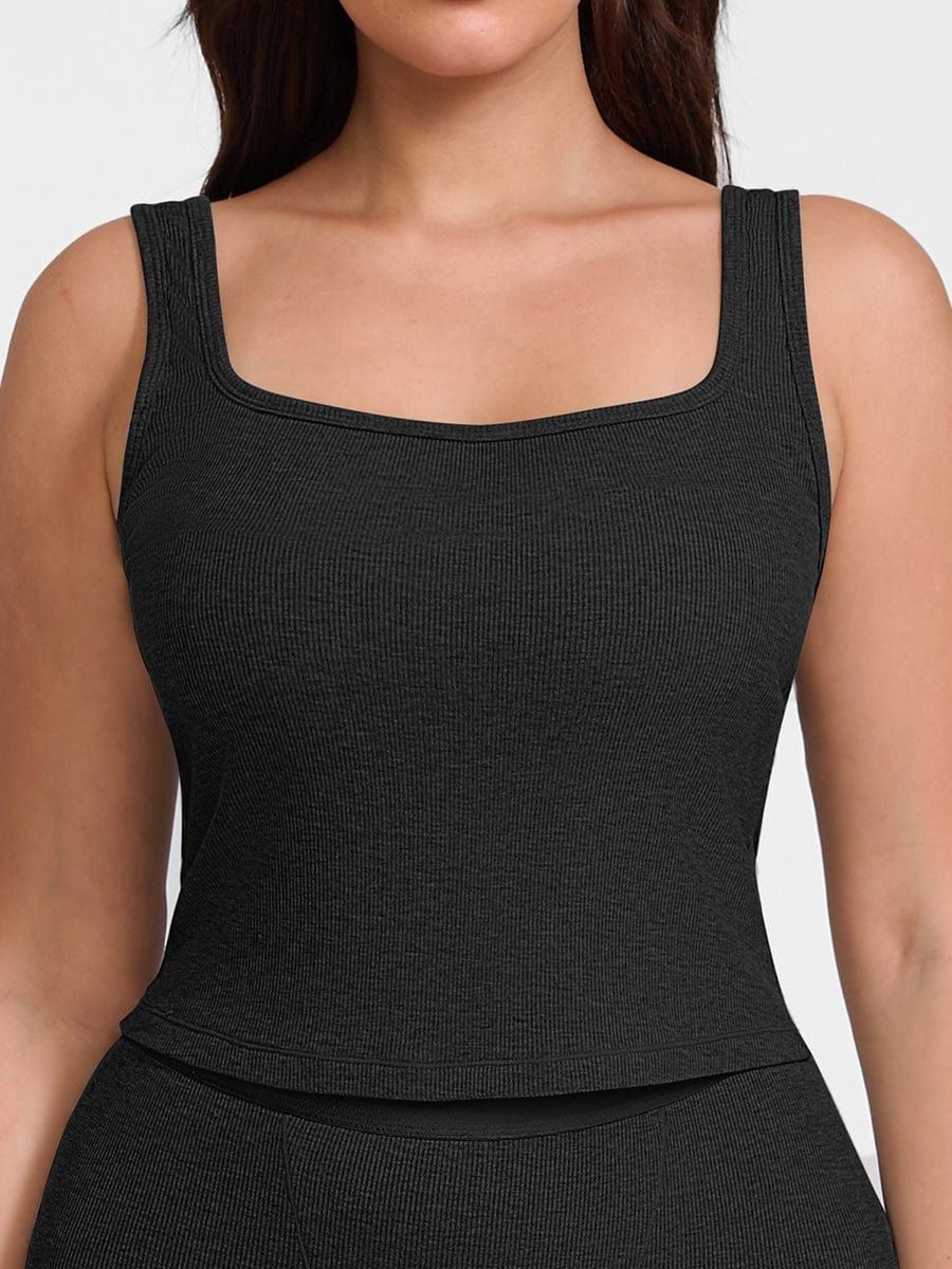 SoftFlow Ribbed Tank – Black, S