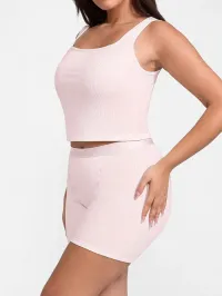 SoftFlow Ribbed Tank – Pink, XXL