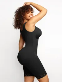 Post-Surgical Tummy Control Body Shaper with Chest Support – Black,  S