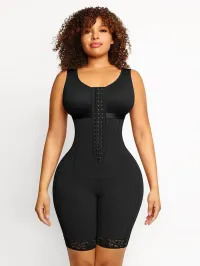 Post-Surgical Tummy Control Body Shaper with Chest Support – Black, 4XL