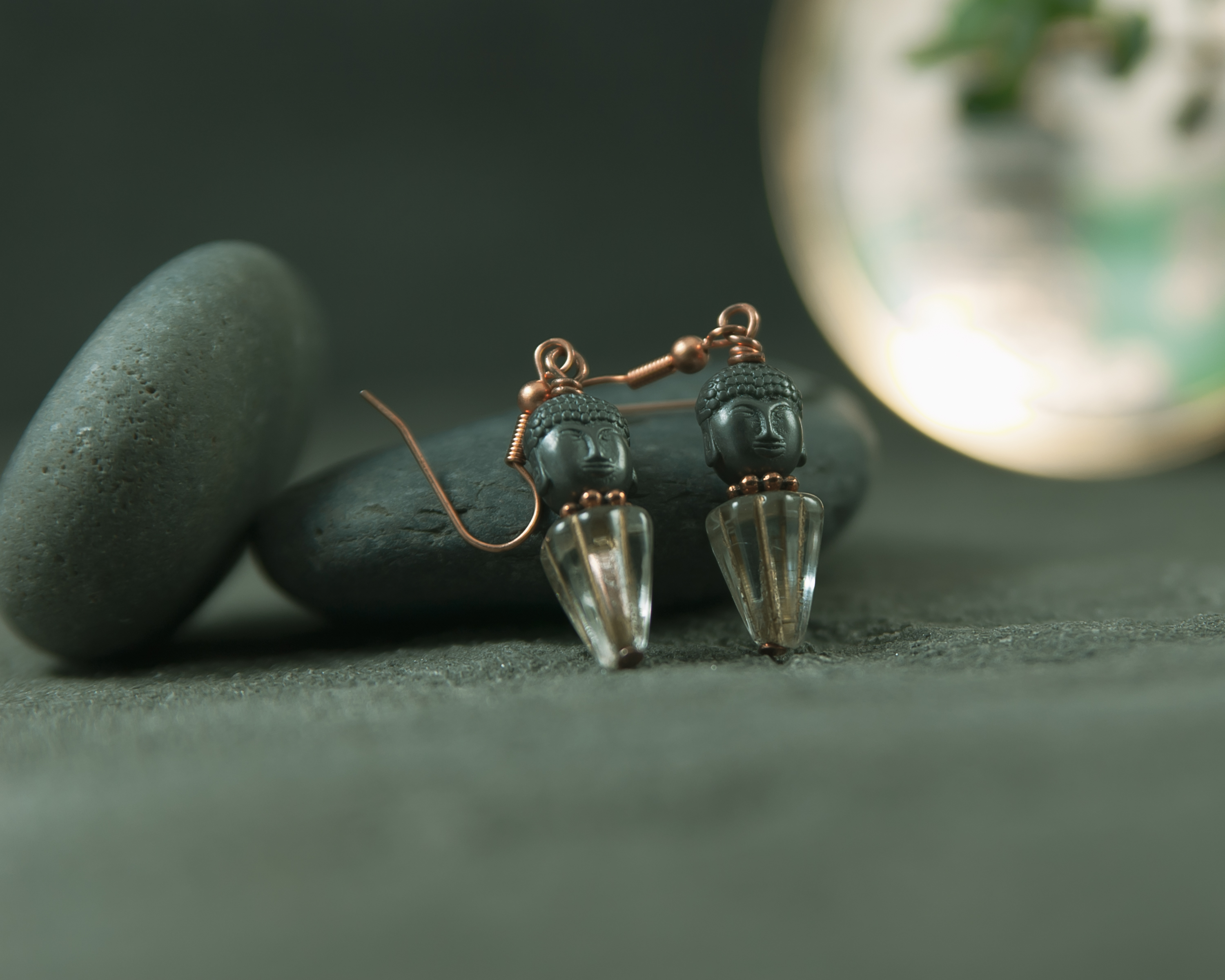 Buddha and Gold Pyramid Earrings – Image 1