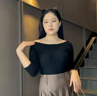 V03 long-sleeved - เสื้อคอกว้างแขนยาว – Image 2