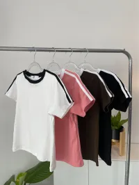 V04- เสื้อยืดคอกลม แถบแขน – Image 7