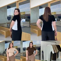 V07- เสื้อยืด แถบข้าง คอกลม – Image 1