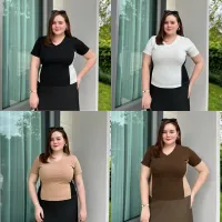 V08- เสื้อยืด แถบข้าง คอวี – Image 1