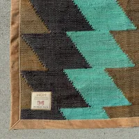 Original WEGeniusMinds Moment Mat – Teal Handwoven Meditation Mat with Cork Base – Image 3