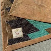 Original WEGeniusMinds Moment Mat – Teal Handwoven Meditation Mat with Cork Base – Image 2
