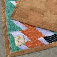Original WEGeniusMinds Moment Mat - Orange Handwoven Meditation Mat with Cork Base – Image 2