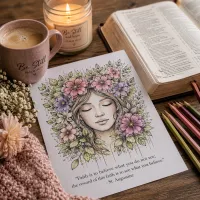Floral Faces Christian Colouring Book | 30 Inspirational Faith Colouring Pages for Women – Image 1