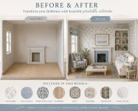 Coastal Botanical Hamptons Dollhouse Printable Interiors Bundle | 1:12 Scale Wallpaper, Flooring, Murals, Rugs & Miniature Home – Image 2