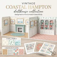 Coastal Botanical Hamptons Dollhouse Printable Interiors Bundle | 1:12 Scale Wallpaper, Flooring, Murals, Rugs & Miniature Home – Image 4