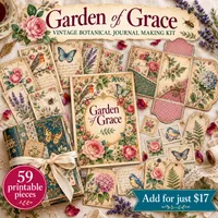 Garden of Grace: Vintage Botanical Journal Making Kit – Image 1