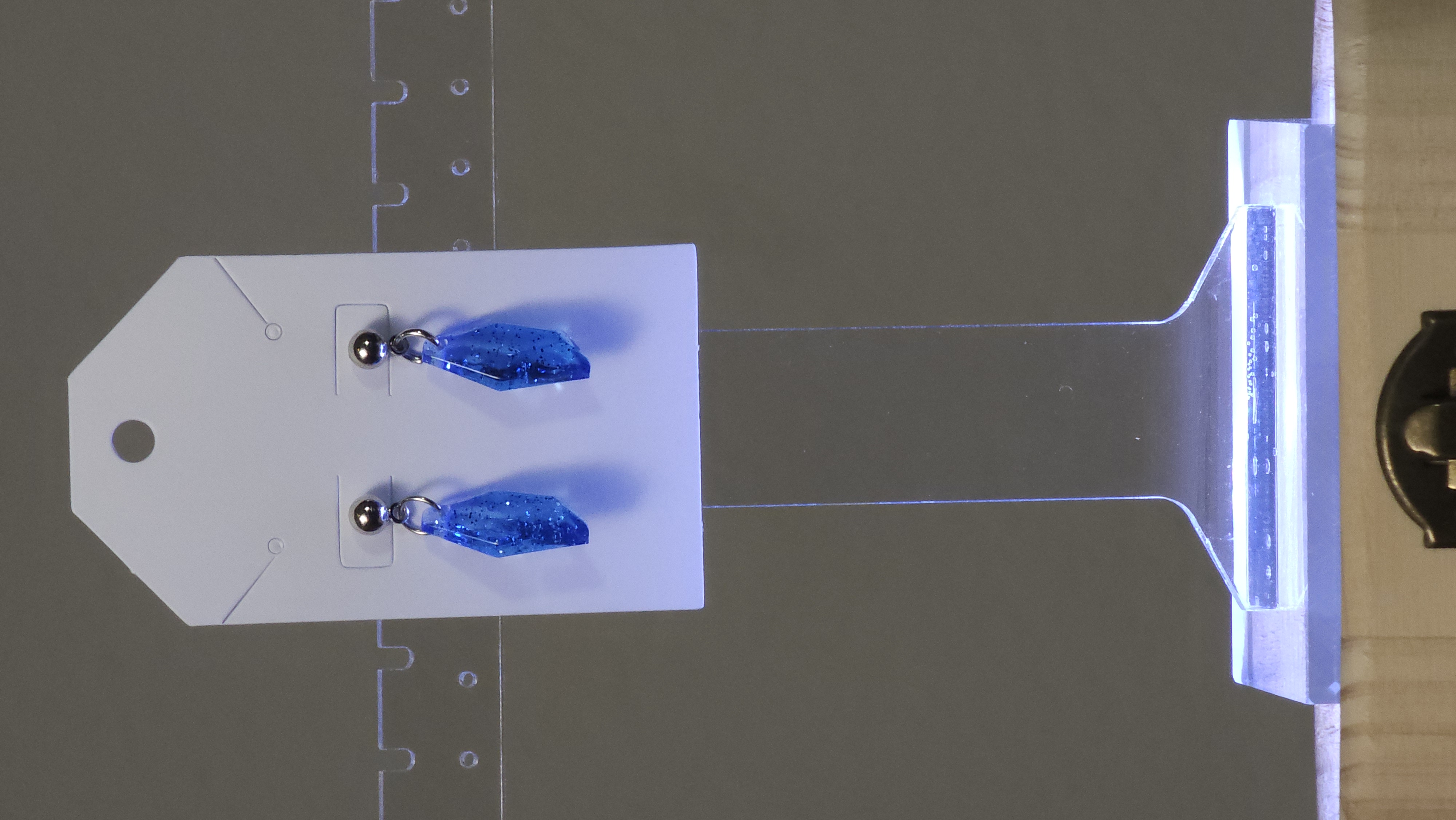 Glitzy Geode: Blue Shimmer Resin Earrings – Image 2
