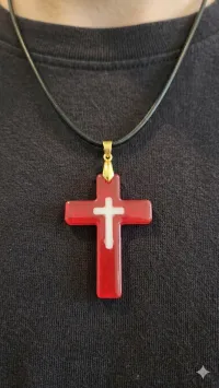 The Crimson Covenant Cross – Squared Edge, Black Cord