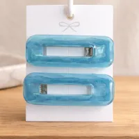 Blue Sparkle Hair Clips – Wide Rectangle