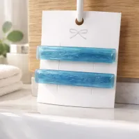 Blue Sparkle Hair Clips – Thin Rectangle 