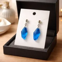 Glitzy Geode: Blue Shimmer Resin Earrings – Image 3