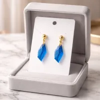 Glitzy Geode: Blue Shimmer Resin Earrings – Image 4