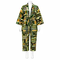 Geometric Green and Gold Kimono Set – Image 1