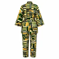 Geometric Green and Gold Kimono Set – Image 3