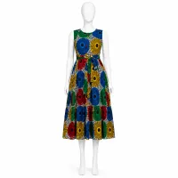 JAJEX Apparel Multicolour Ankara Sleeveless Midi Dress with Waist Tie – Image 4