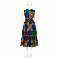 JAJEX Apparel Multicolour Ankara Sleeveless Midi Dress with Waist Tie – Image 3