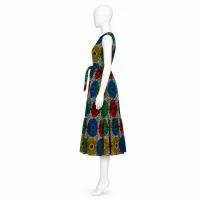 JAJEX Apparel Multicolour Ankara Sleeveless Midi Dress with Waist Tie – Image 2