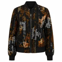 Black & Mustard Pattern Bomber Jacket – Image 1