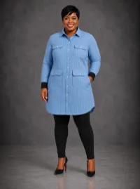 Sky Blue Pinstripe Shirt Dress – XL