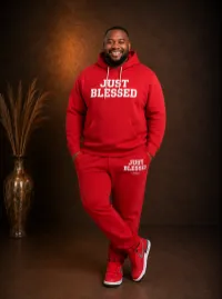 Red Track Suit Just Blessed hoodie and jogger set – Large