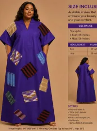 Aso-Oke & Ankara Patchwork Mikado Maxi Kaftan One Size – Purple
