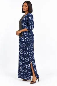 Midnight Indigo Batik Plus-Size African Kaftan Maxi Dress – Image 5