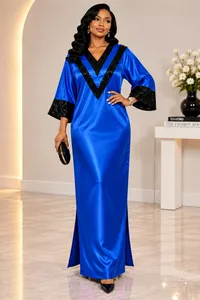 Elara Sequin Trim Satin Kaftan Maxi Dress – Royal Blue