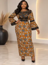 Jajex Amber Floral Print Lace-Detail Midi Dress – Image 1
