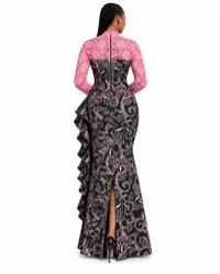 Arielle Lace & Ankara Ruffle Mermaid Dress – Image 3