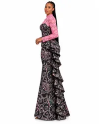 Arielle Lace & Ankara Ruffle Mermaid Dress – Image 2