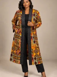 Jajex Heritage Beaded Ankara Longline Jacket – Image 1