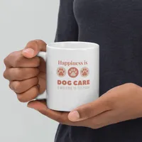 White glossy mug: Happiness is Dog Care – 11 oz, White