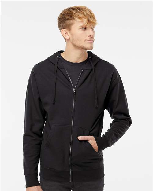 Midweight Full-Zip Hooded Sweatshirt – Black, XS