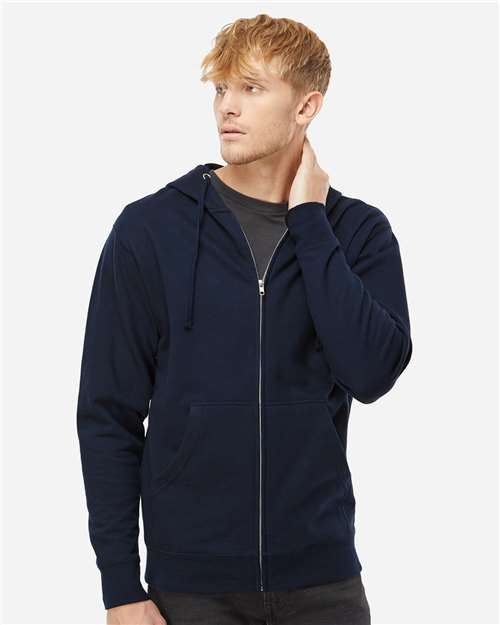 Midweight Full-Zip Hooded Sweatshirt – Navy, XS
