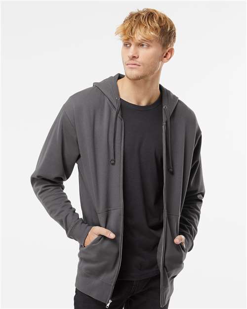 Midweight Full-Zip Hooded Sweatshirt – Charcoal, XS